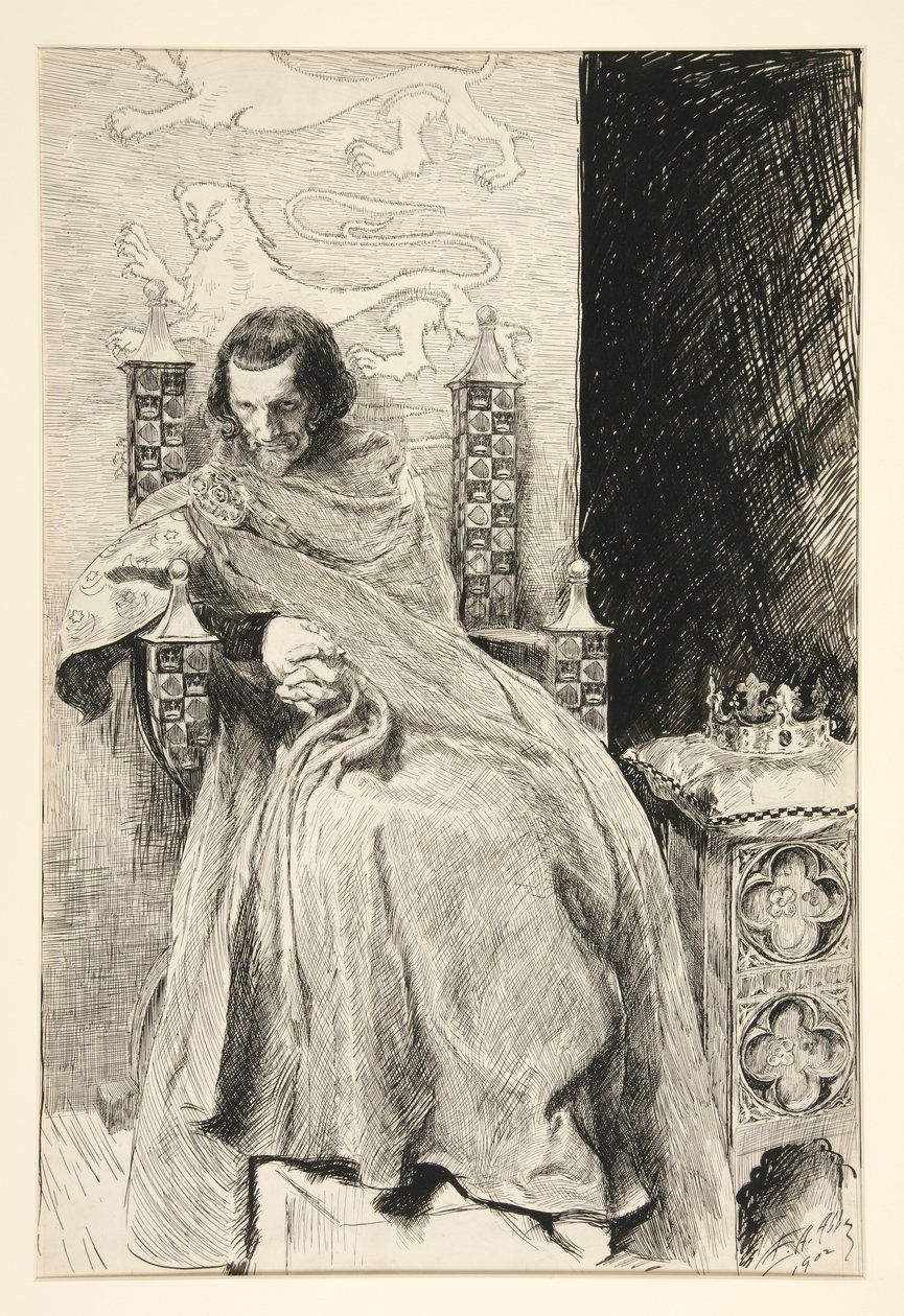 Skisse for King John, fra King John av Edwin Austin Abbey