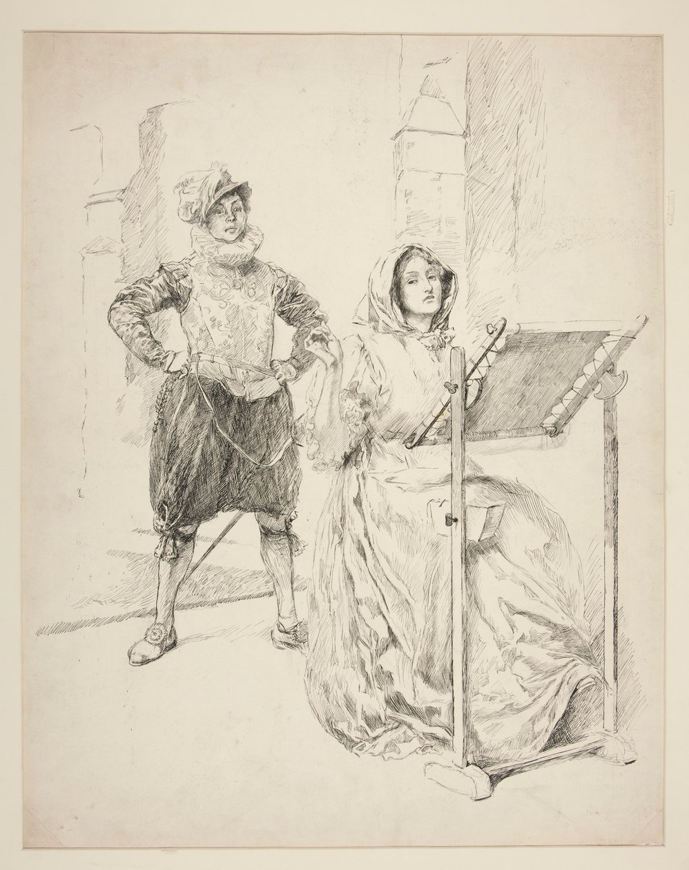 Skisse til påskeliljesangen av Edwin Austin Abbey