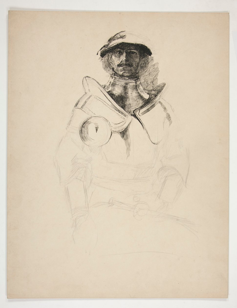 Skisse av en ridder i rustning av Edwin Austin Abbey