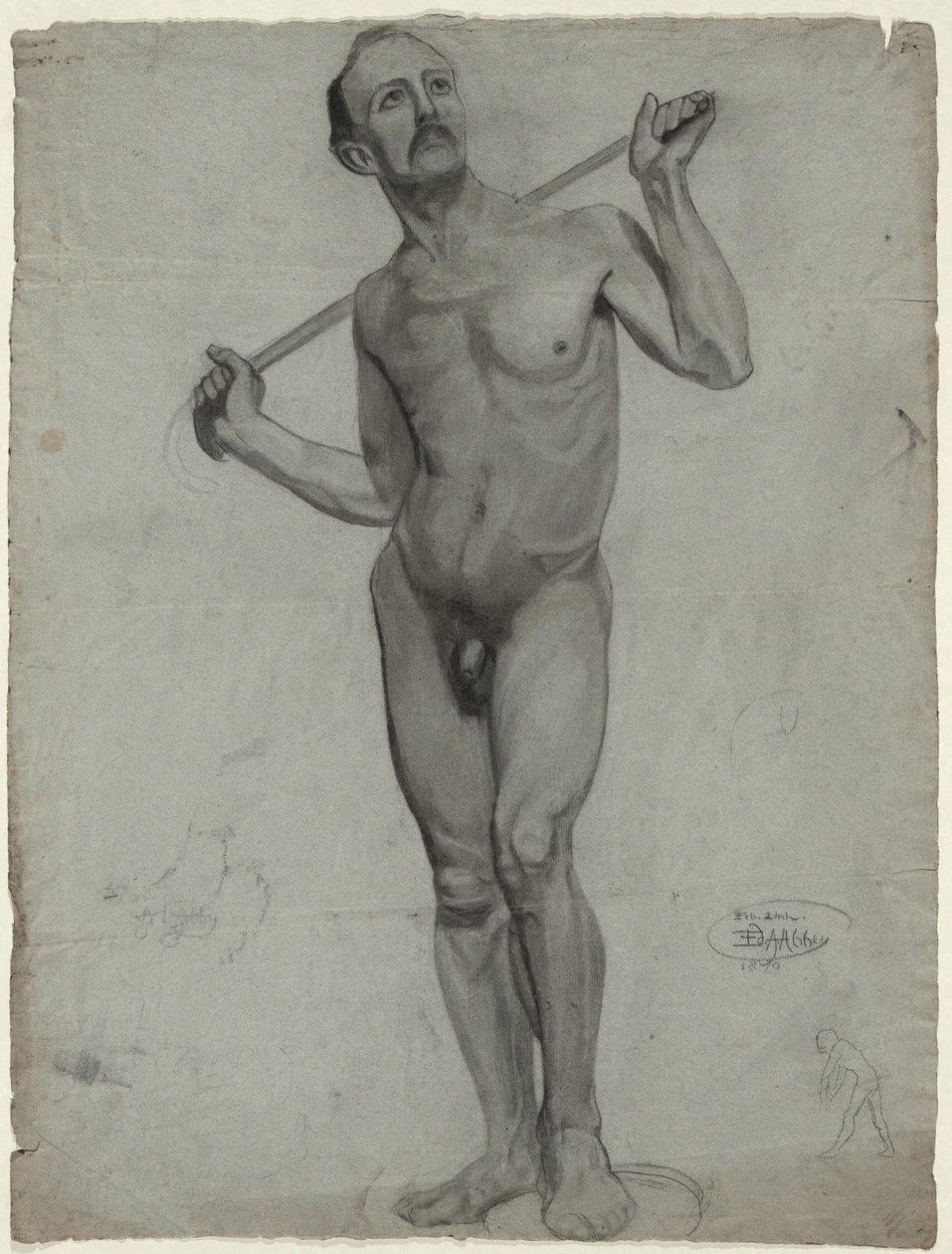 Skisse av en mannlig naken (studiotegning) av Edwin Austin Abbey