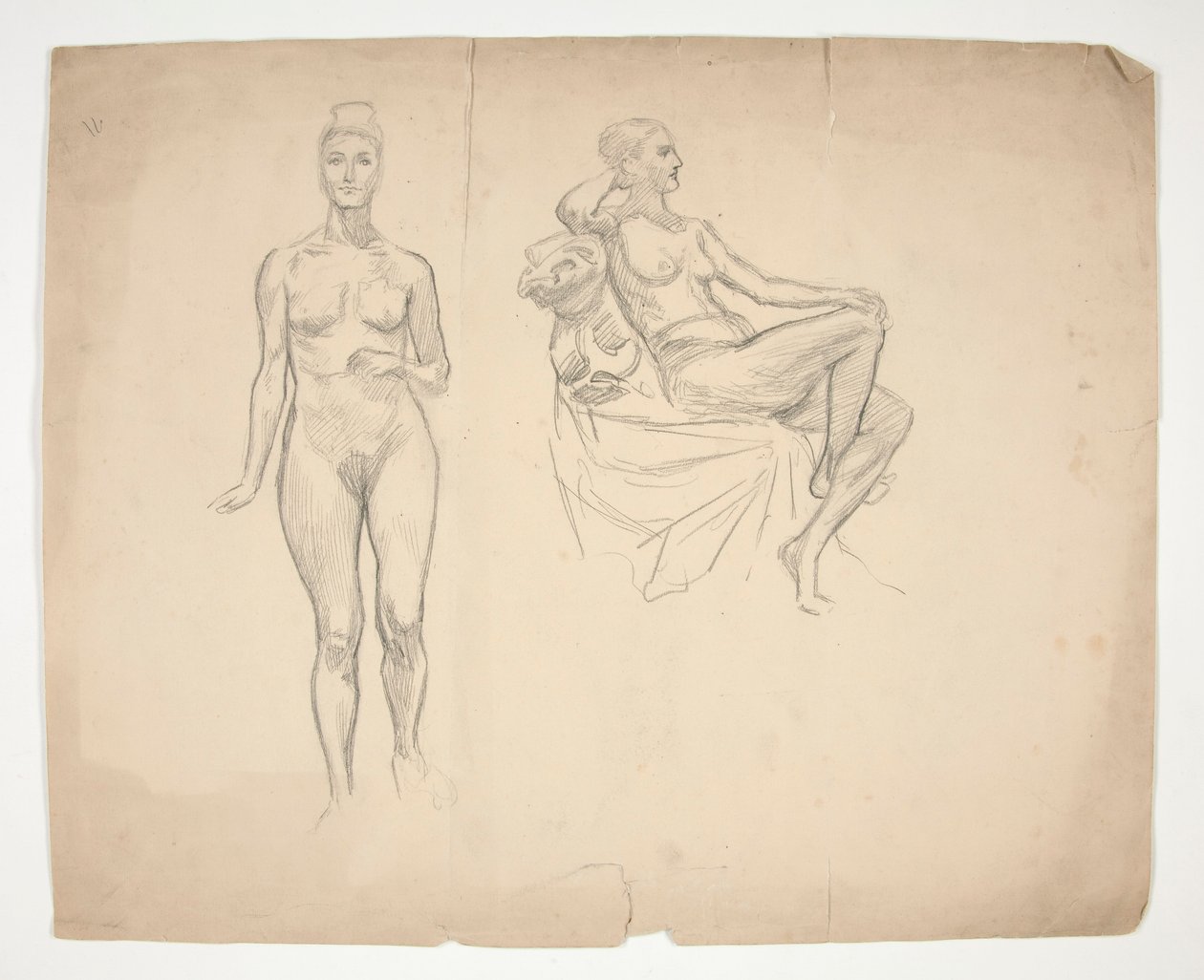 Skisse av en modell i to positurer av Edwin Austin Abbey