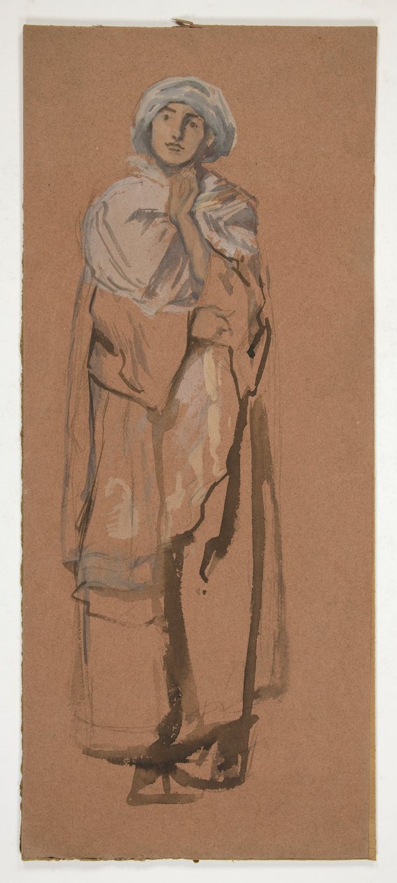 Skisse av en turbanformet figur - uidentifisert illustrasjon av Edwin Austin Abbey