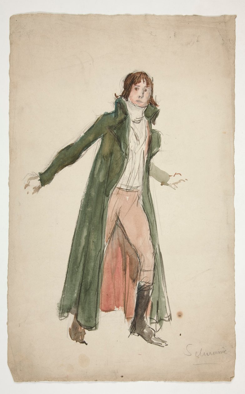 Skisse av en ung mann - studie for illustrasjon til et teaterstykke? av Edwin Austin Abbey