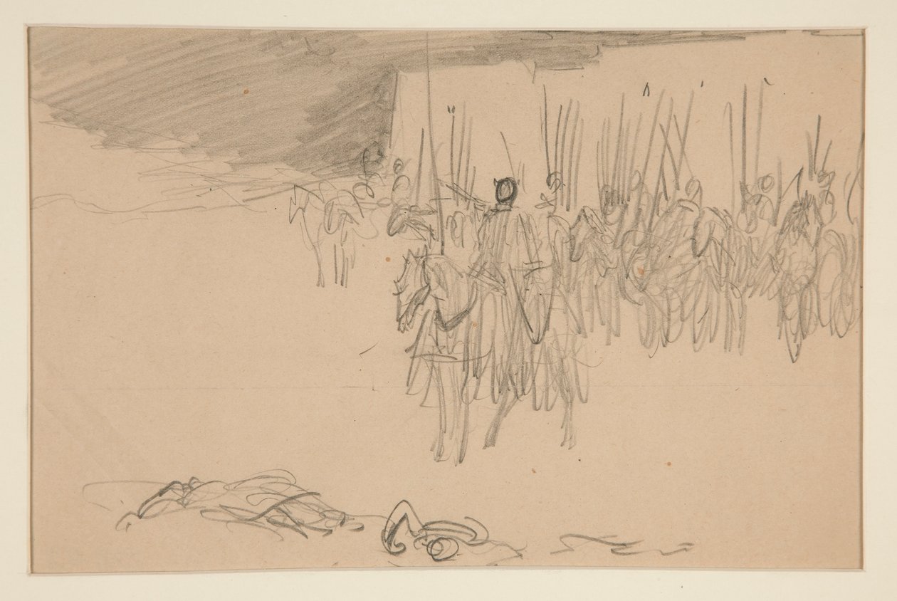 Soldat på hesteryggen - (uidentifisert illustrasjon) av Edwin Austin Abbey