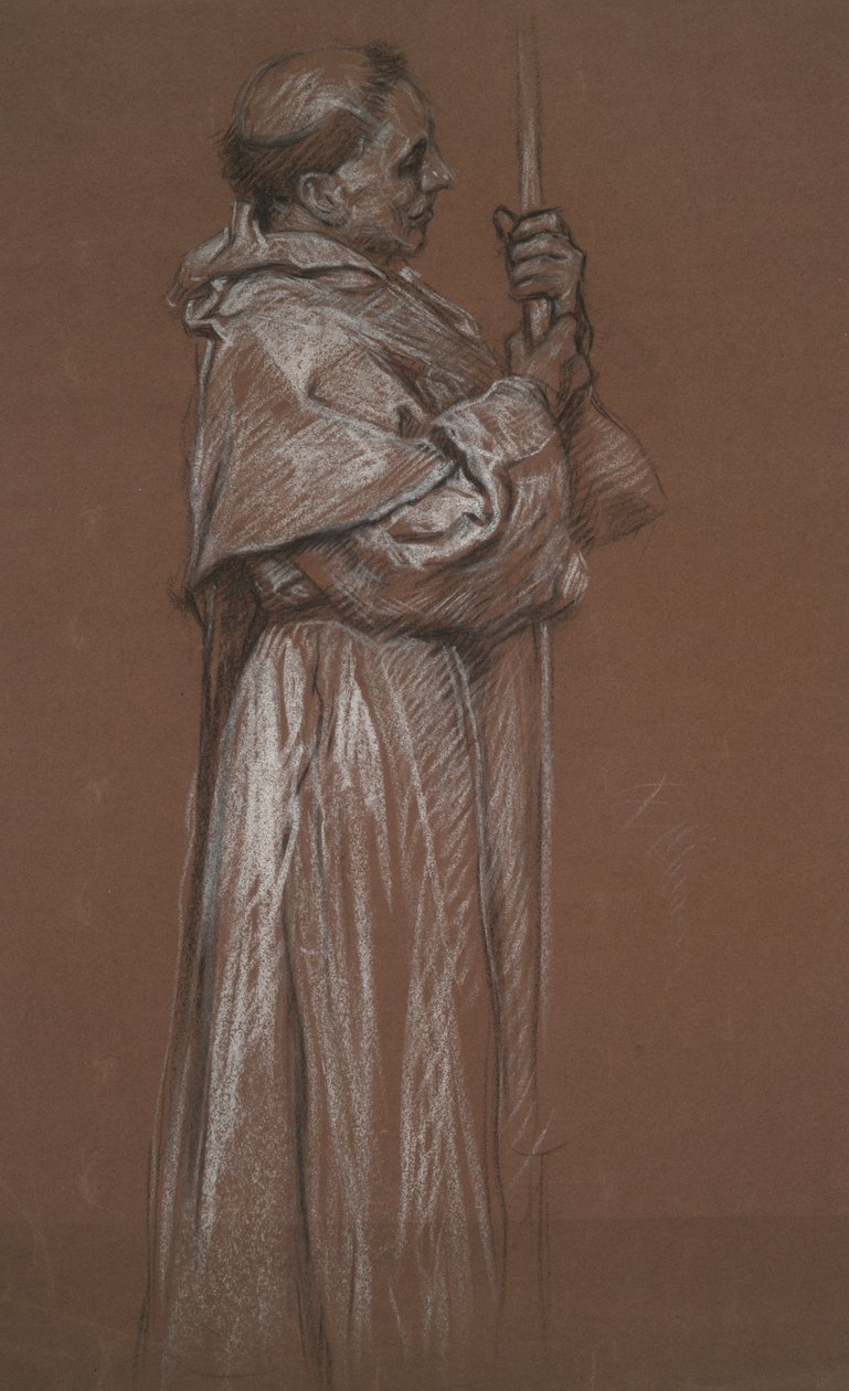 Stående figur av en friar, studie for veggmaleri i av Edwin Austin Abbey