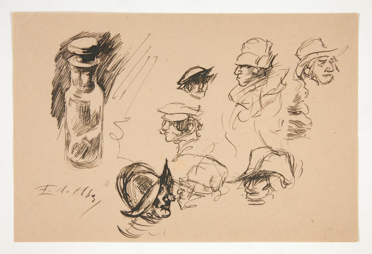 Studier av flaske og hoder av Edwin Austin Abbey