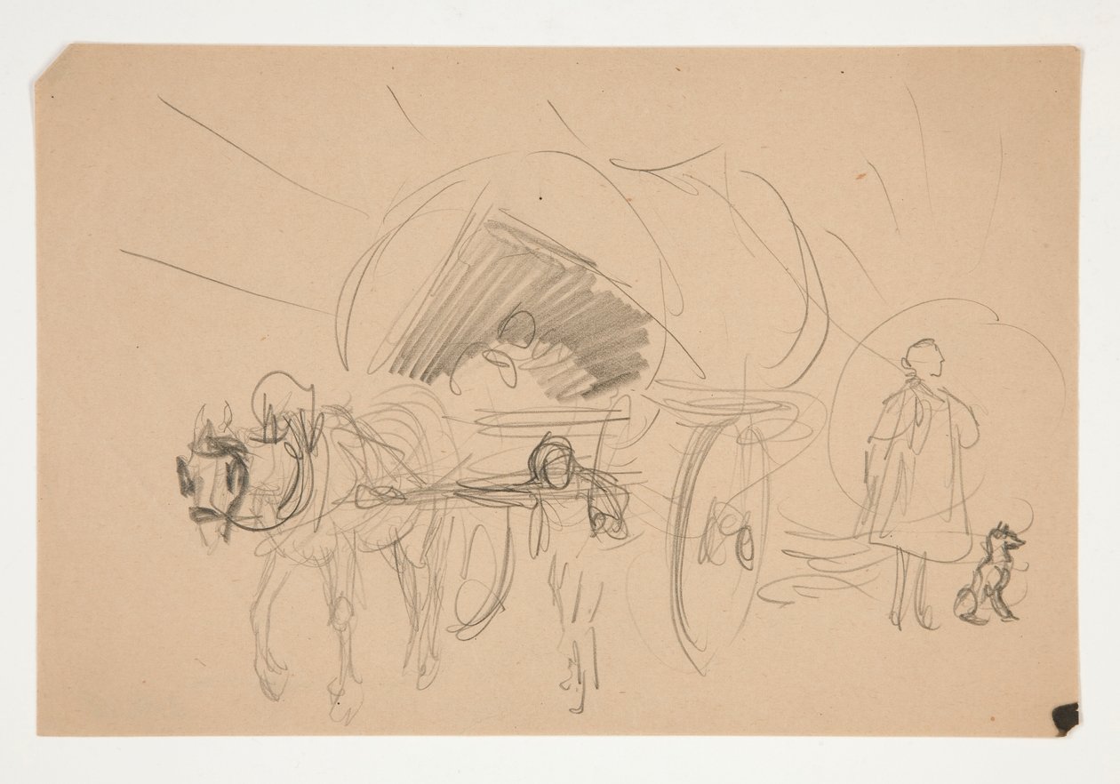 Studie for .1201 - illustrasjon for Oliver Goldsmith av Edwin Austin Abbey