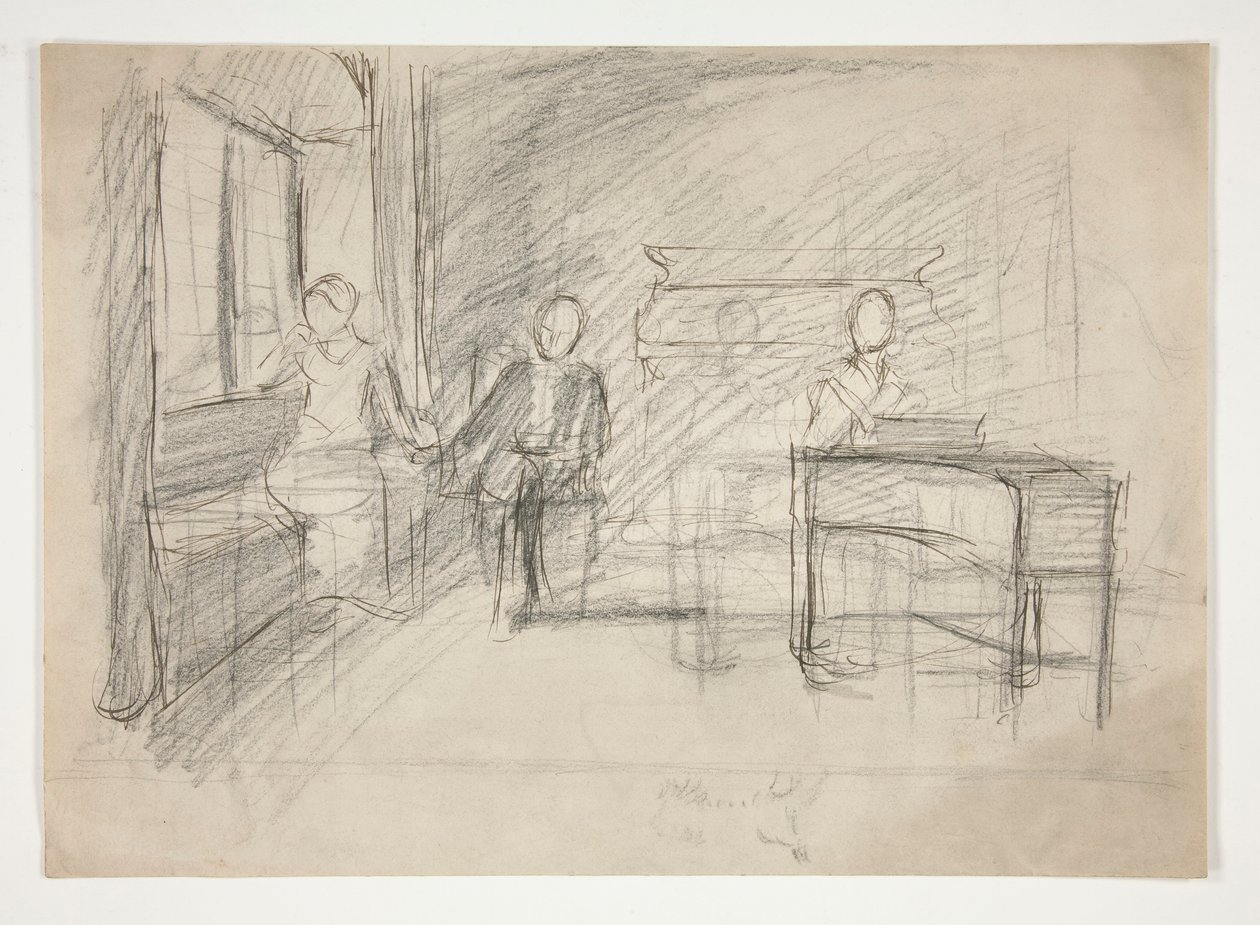 Study for An Old Song(?) (akvarell) av Edwin Austin Abbey