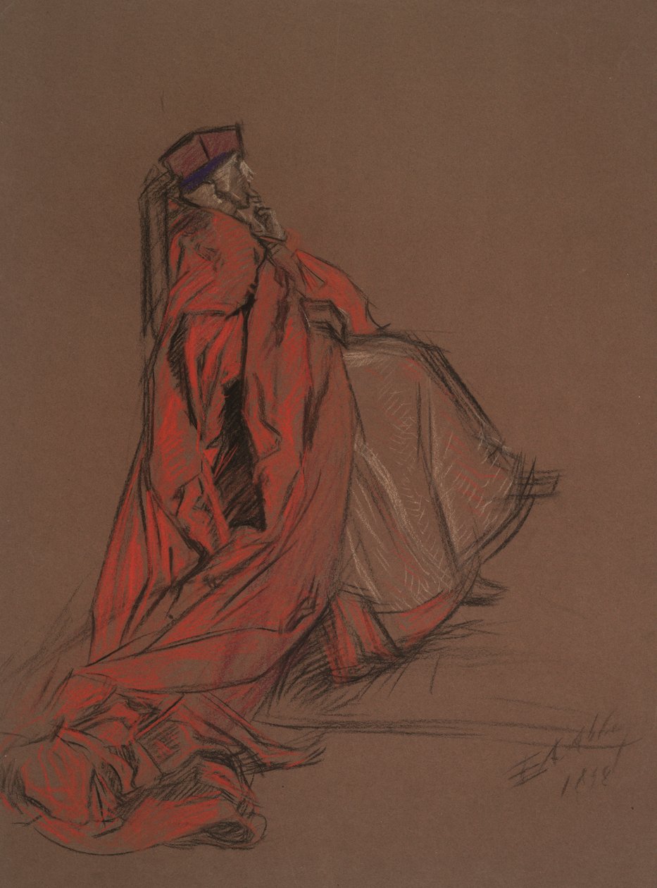 Studie for kardinal Woolsey for rettssaken mot Catherine av Edwin Austin Abbey