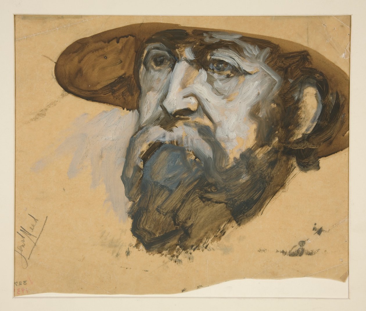 Studie for General Meade: skisse for veggmaleri for delstatsbygningen i Harrisburg, Pennsylvania, 1902-1911 (fullført av John Singer Sargent) av Edwin Austin Abbey
