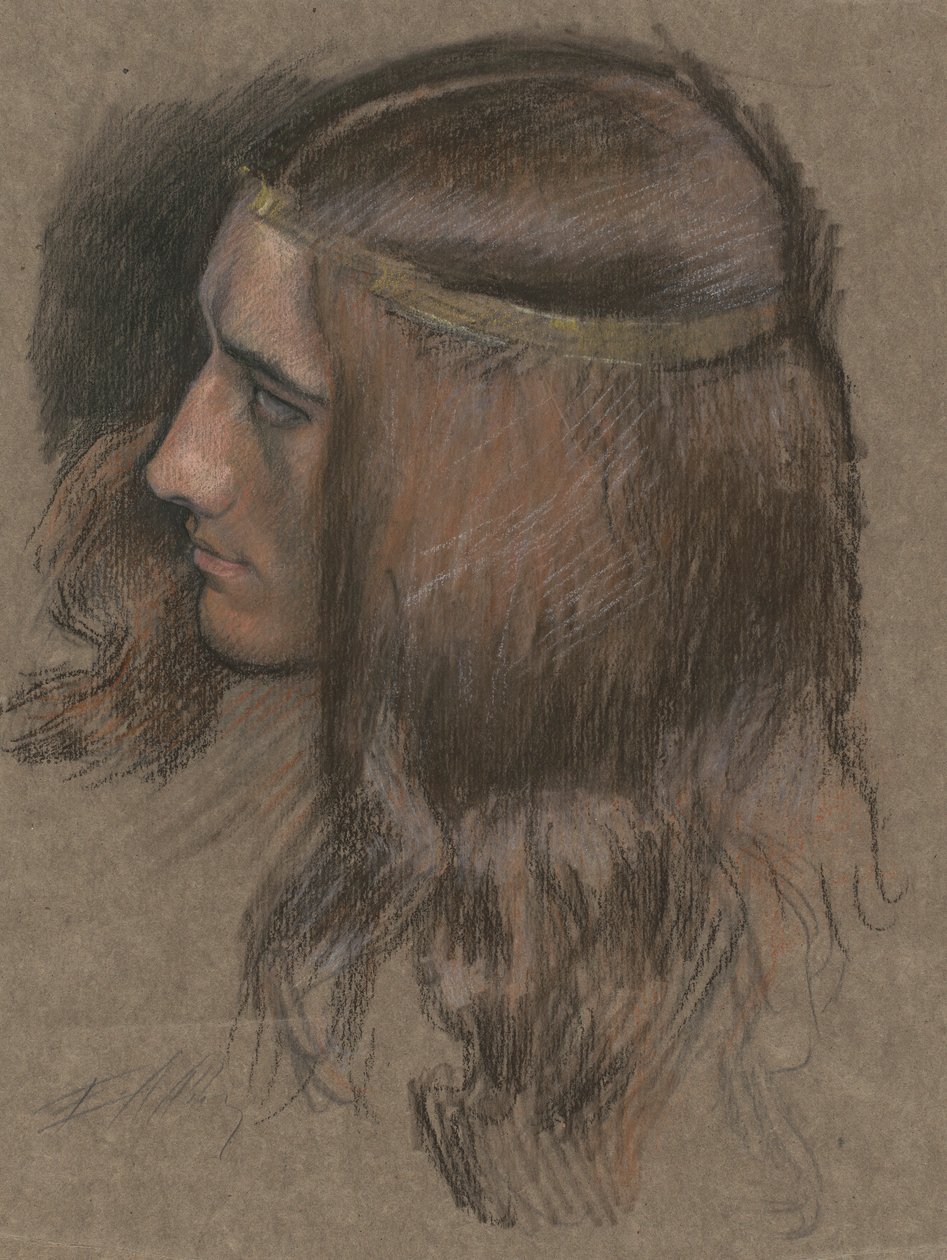 Studie for leder av Hamlet i Hamlet. av Edwin Austin Abbey