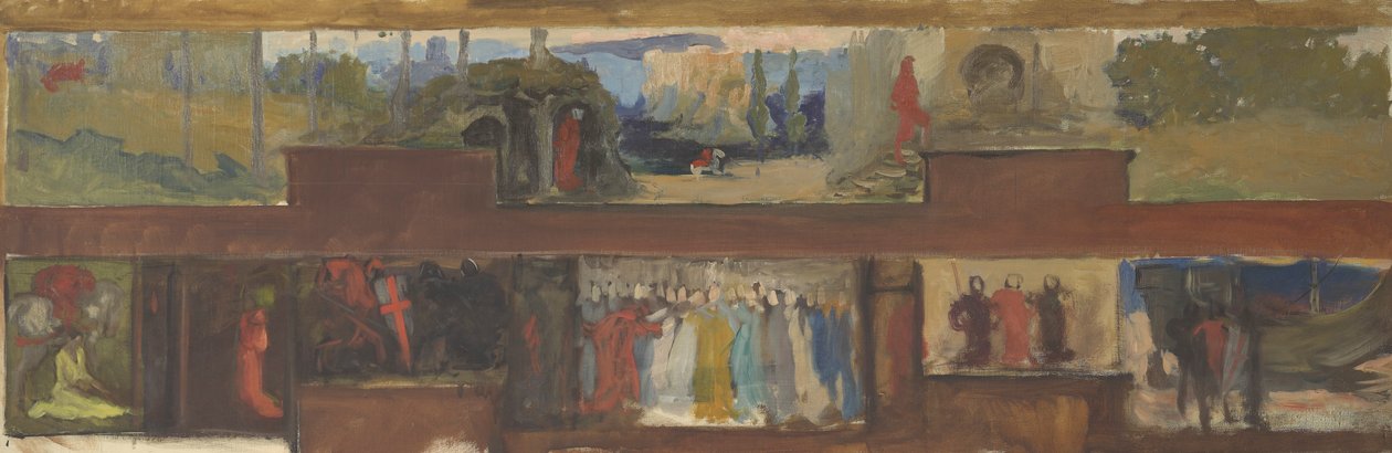 Studie for The Quest and Achievement of the Holy Grail, Book Delivery Room, Boston Public Library av Edwin Austin Abbey