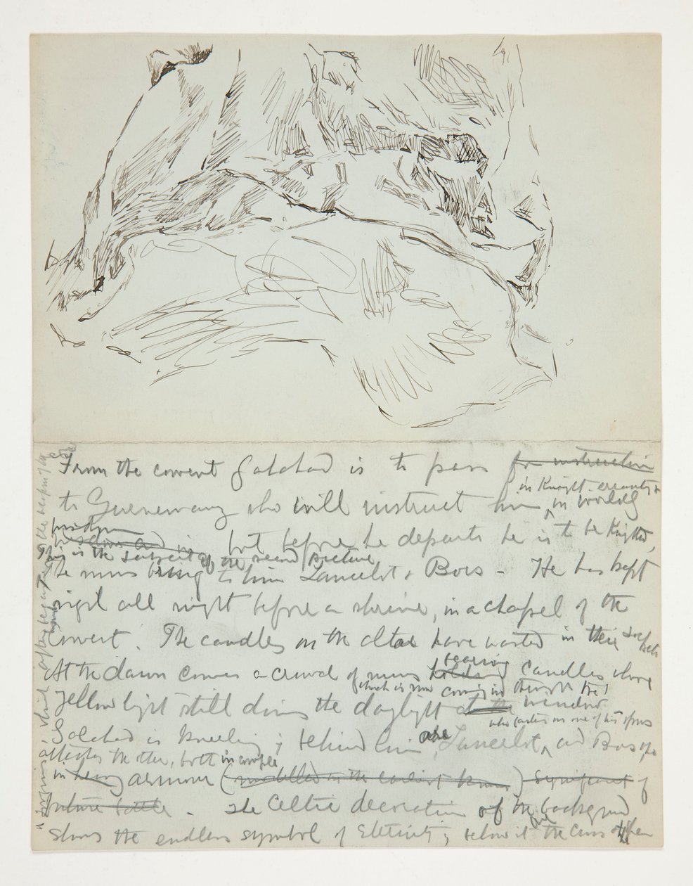 Studie for The Quest of the Holy Grail (serie med femten malerier for Boston Public Library, fullført i 1901): studie av draperi av Edwin Austin Abbey