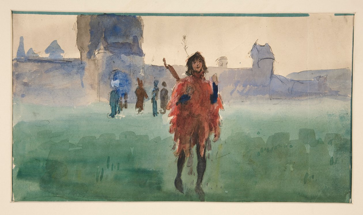 Studie for Wandering Minstrel (oljemaleri) av Edwin Austin Abbey