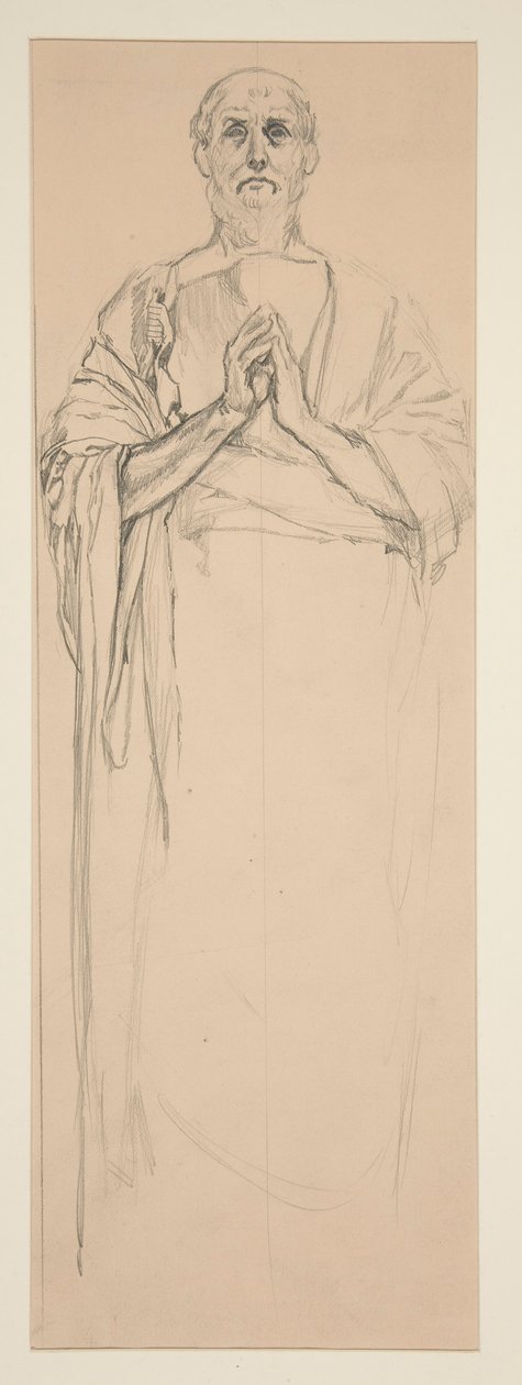 Studie for et glassmaleri som viser St. Peter, Paris av Edwin Austin Abbey