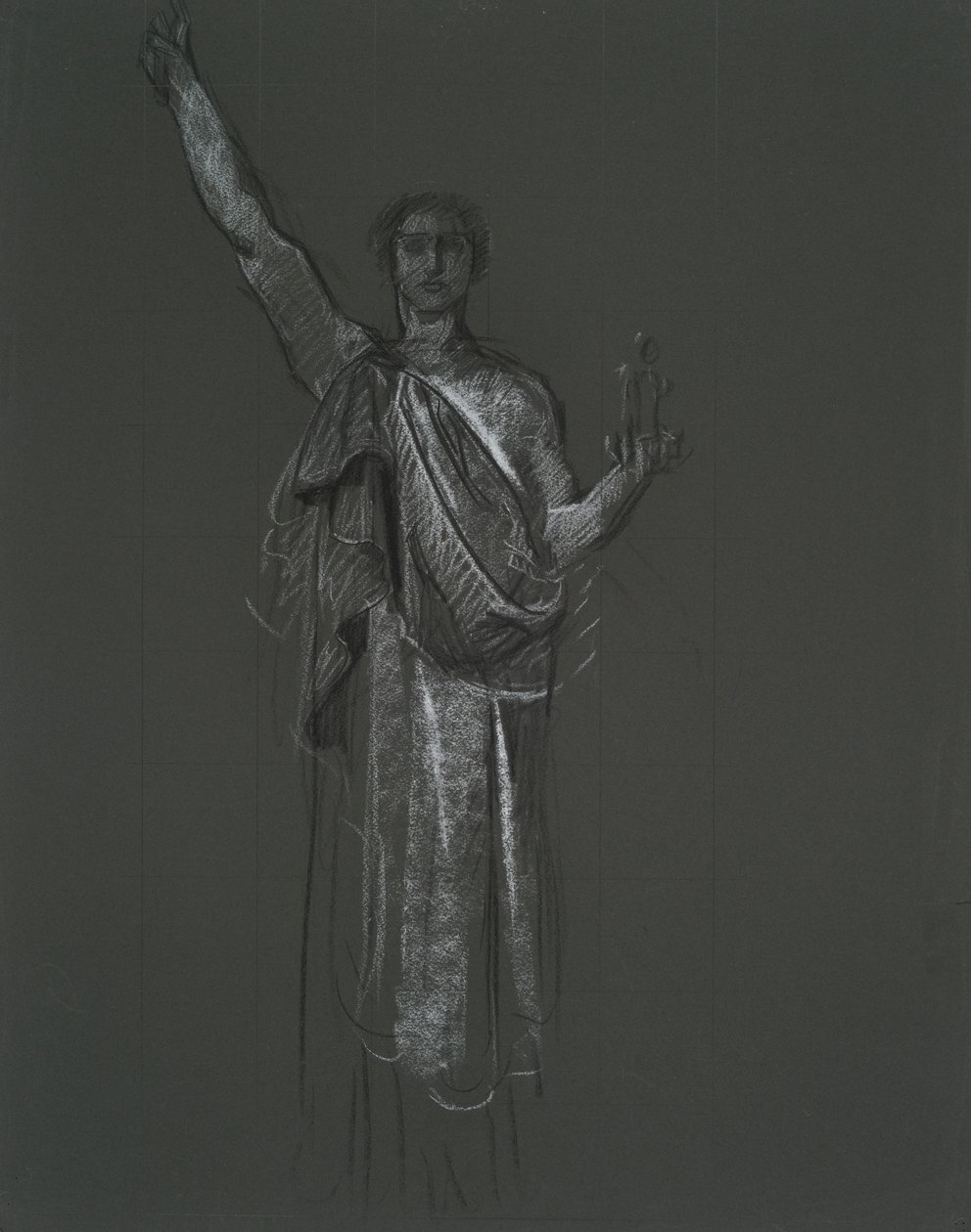 Studie for allegorisk kunstfigur, rondel i rotunden til Pennsylvania State Capitol Building, Harrisburg, 1902-1911 av Edwin Austin Abbey