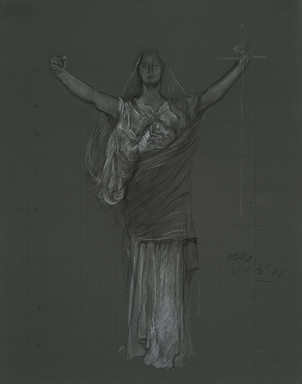 Studie for allegorisk figur av lov, rondel i rotunden til Pennsylvania State Capitol Building, Harrisburg, 1902-1911 av Edwin Austin Abbey