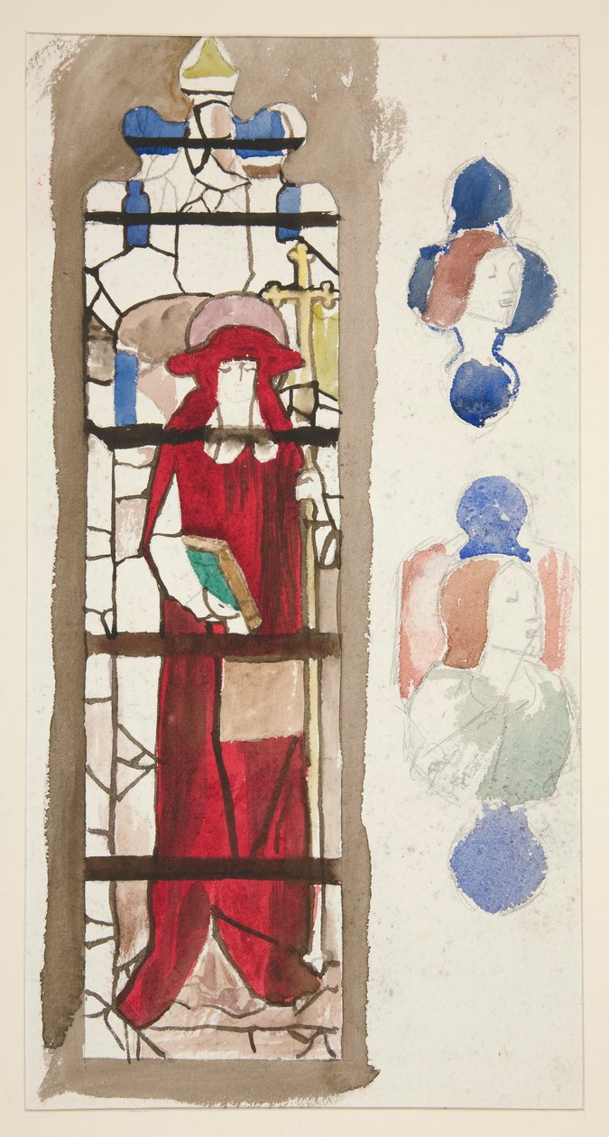 Studie for et uidentifisert glassmaleri som viser en kardinal(?) av Edwin Austin Abbey