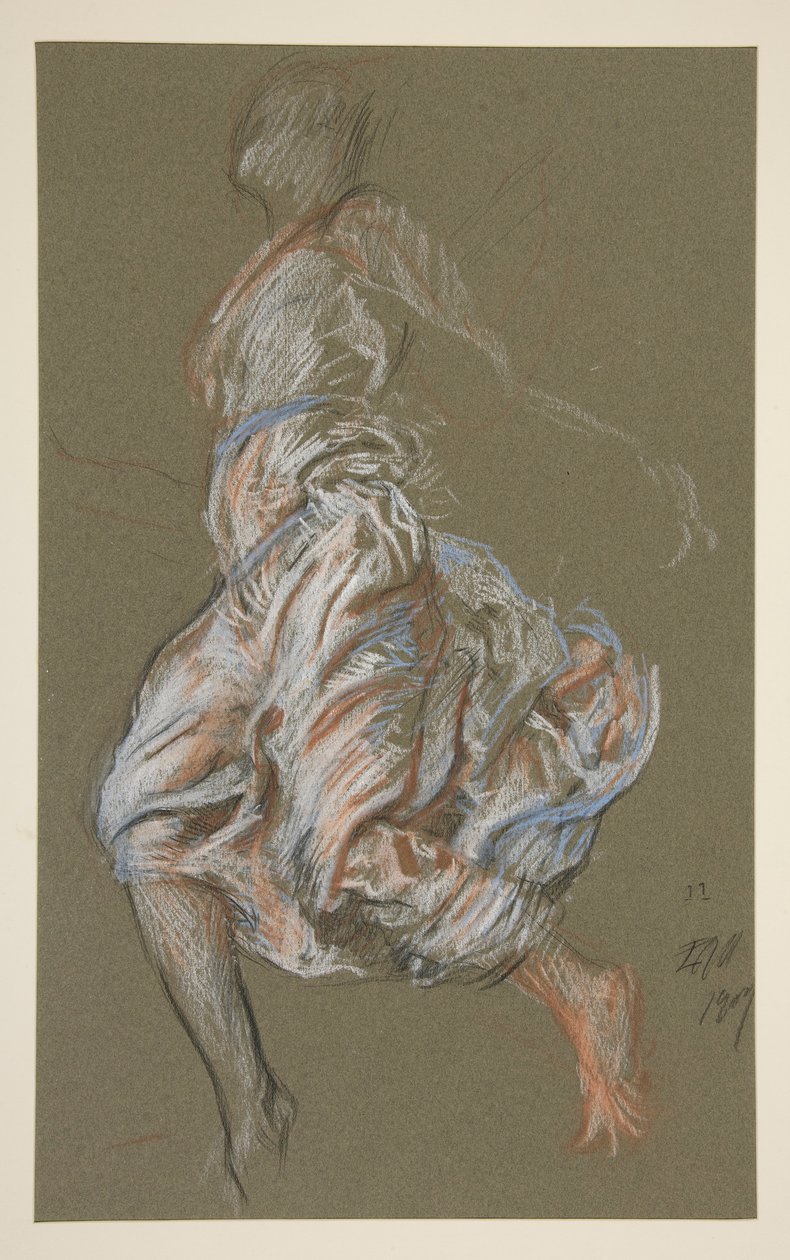 Studie for figur 11.00 in av Edwin Austin Abbey
