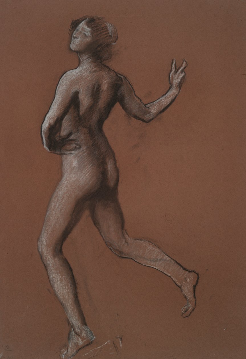 Studie for figur på 14:00 in av Edwin Austin Abbey