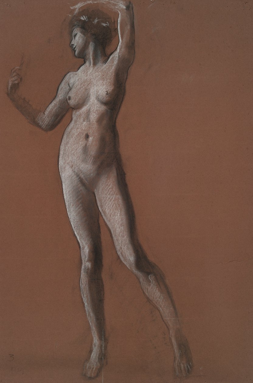 Studie for figur av 3 pm for av Edwin Austin Abbey