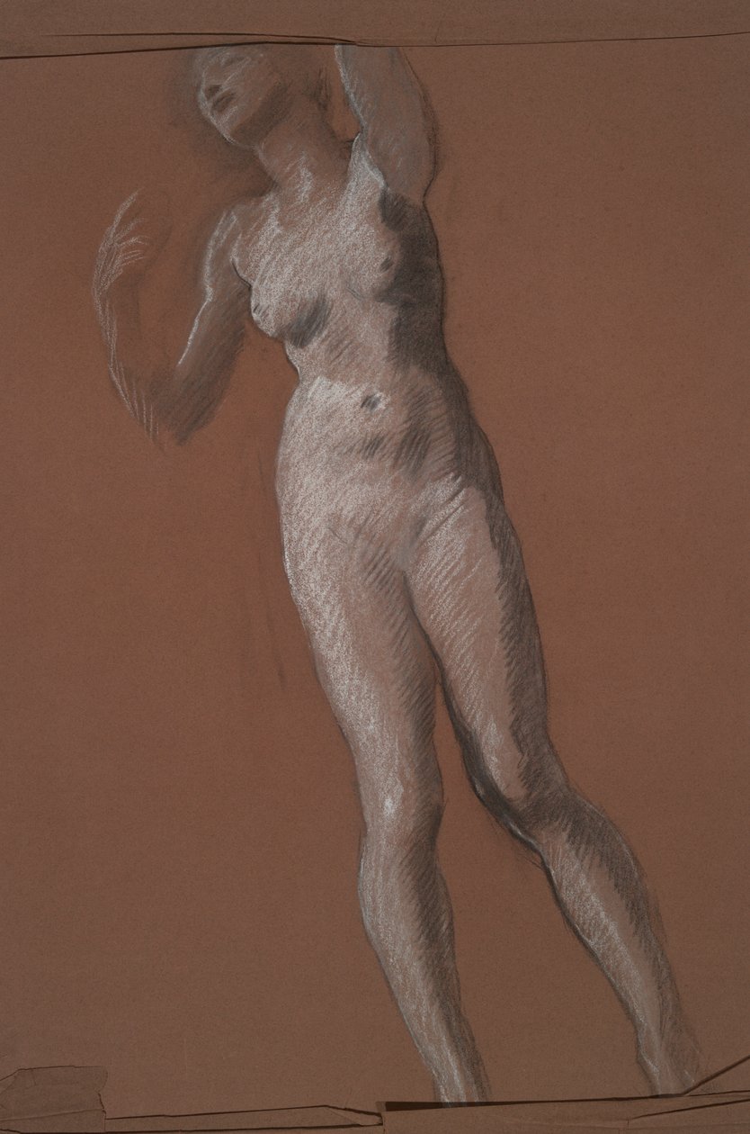 Studie for figur på 15:00 in av Edwin Austin Abbey