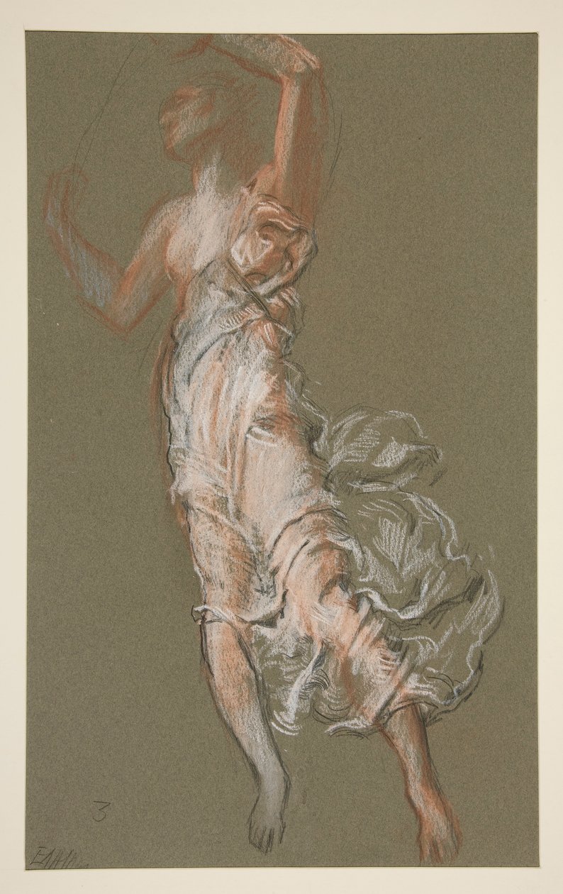 Studie for figur på 15:00 in av Edwin Austin Abbey