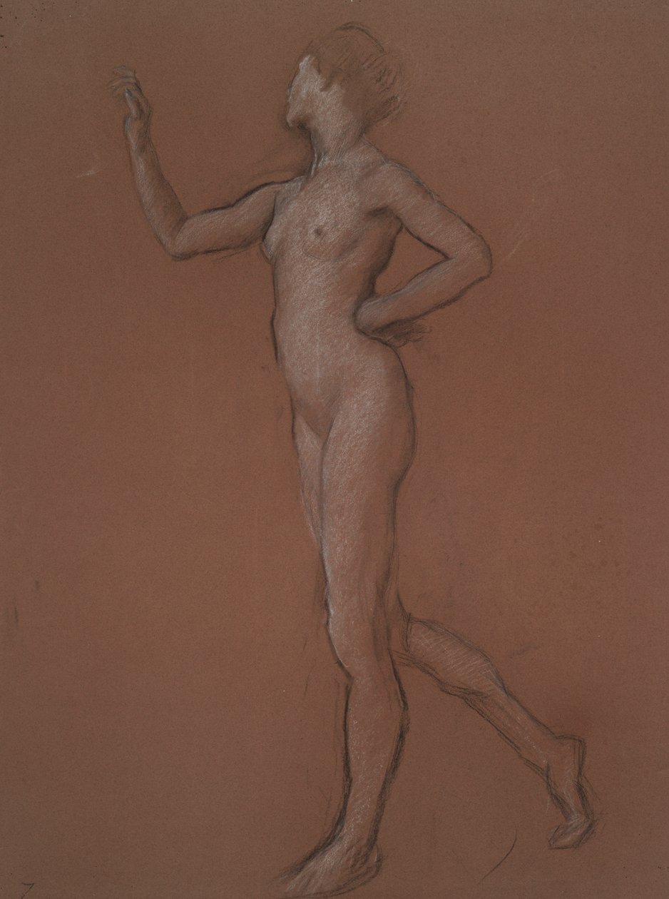 Studie for figur av 7 am for av Edwin Austin Abbey
