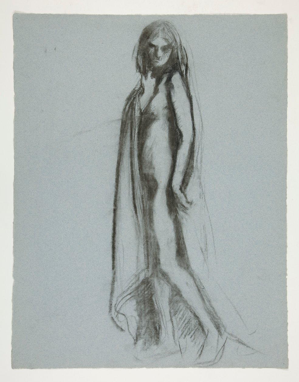 Studie for figur på 19.00 in av Edwin Austin Abbey