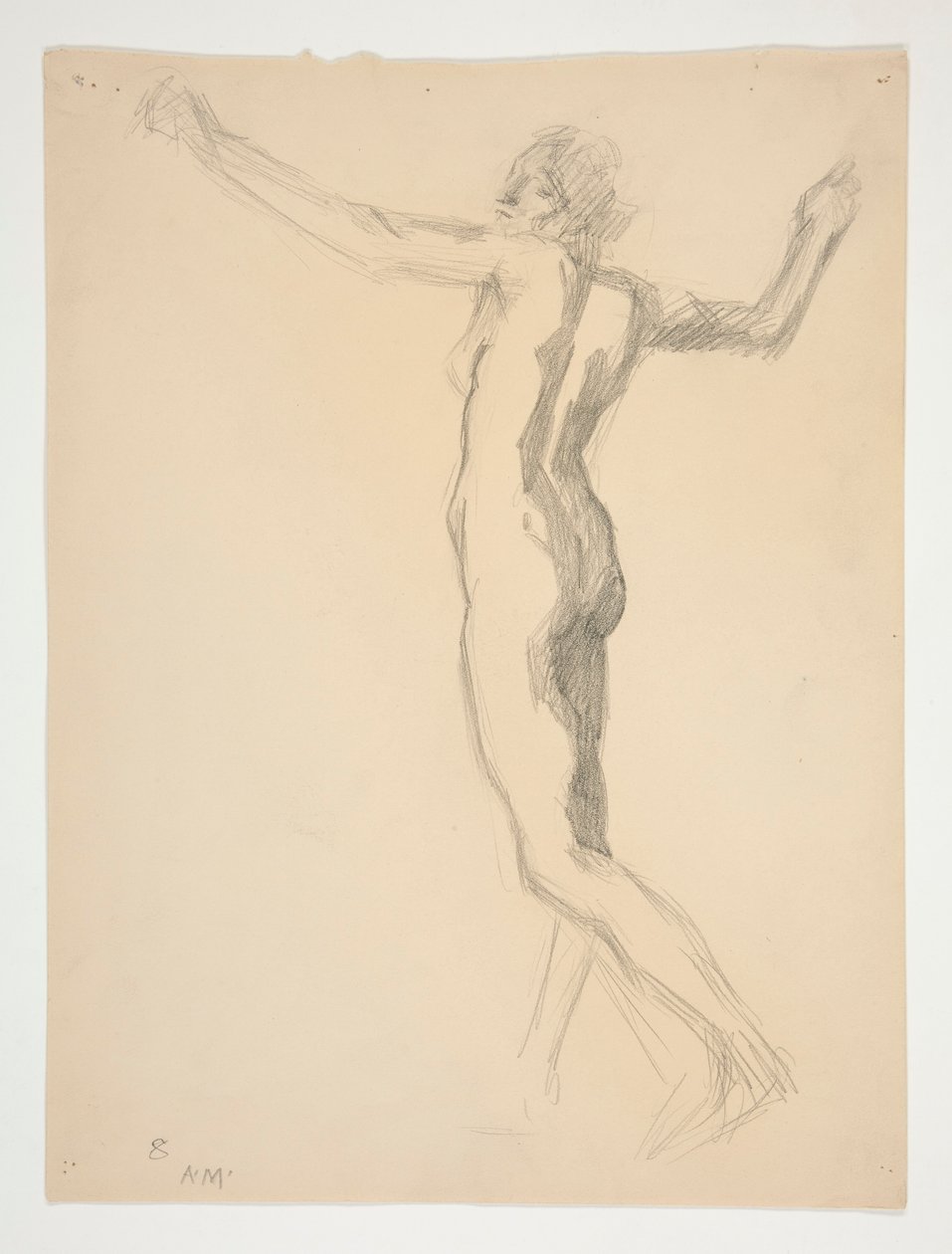Studie for figur av 8 am for av Edwin Austin Abbey