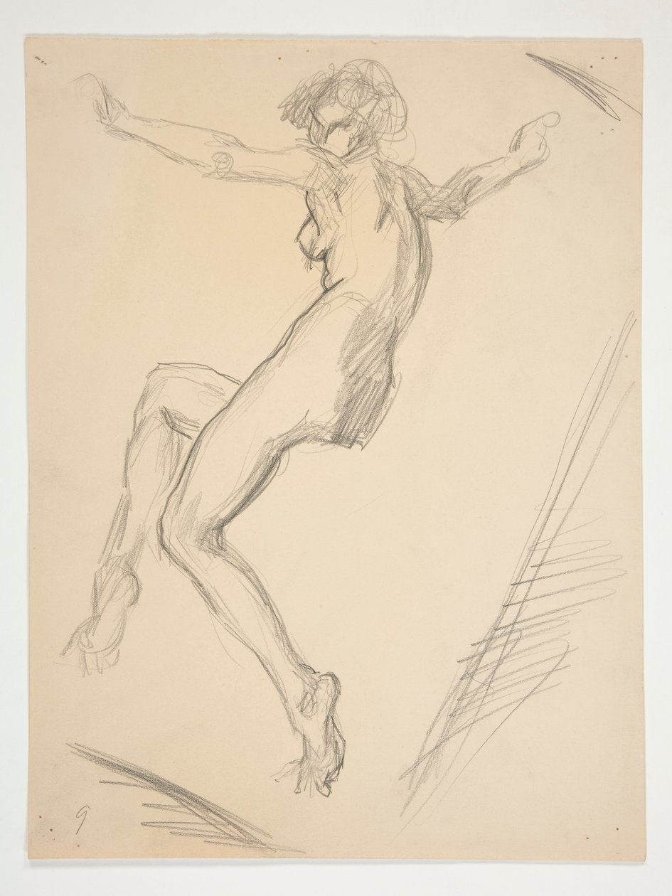 Studie for figur av 9 am for av Edwin Austin Abbey