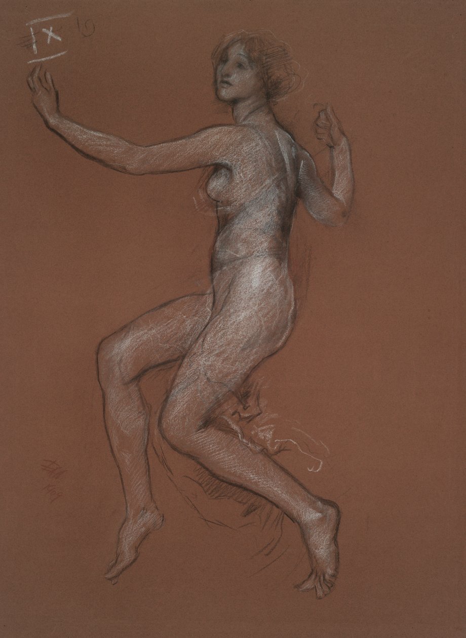 Studie for figur av 9 am for av Edwin Austin Abbey