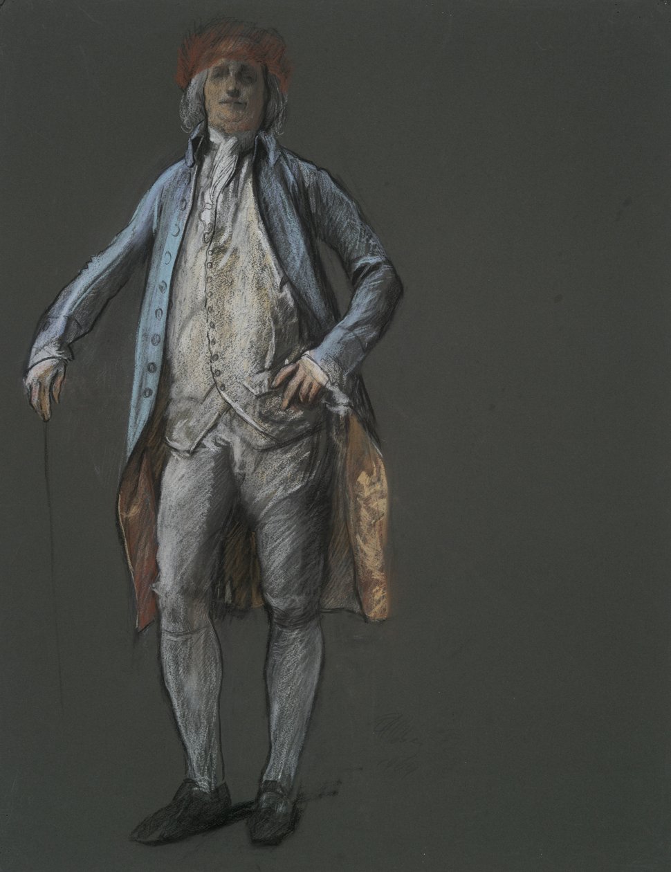 Studie for figur av Benjamin Franklin i av Edwin Austin Abbey