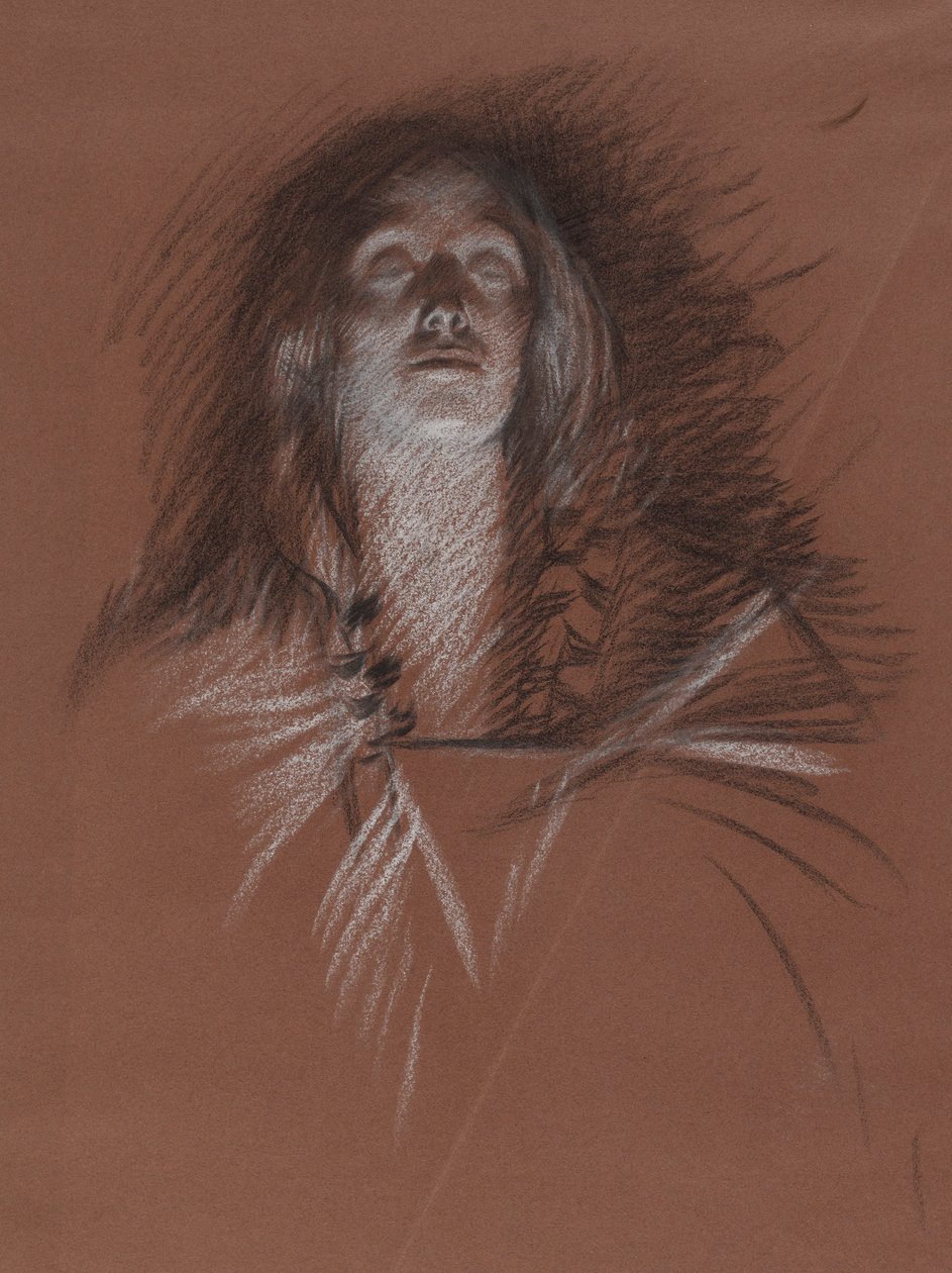 Studie for leder av en keltisk kvinne, fra The Play Scene, Hamlet, akt 3, scene 2 av Edwin Austin Abbey