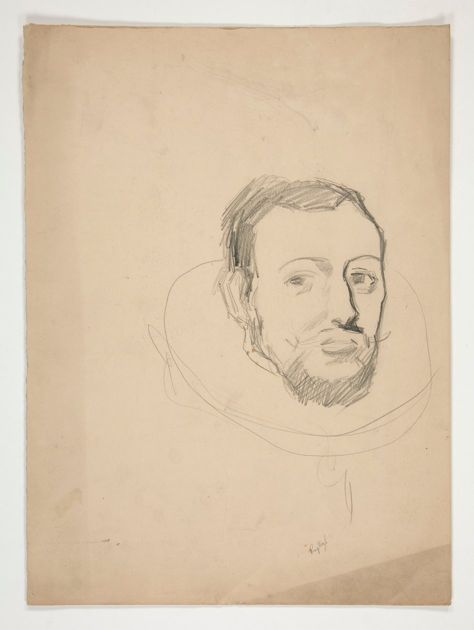 Studie for leder av en mann: skisse for veggmaleri for delstatsbygningen i Harrisburg, Pennsylvania, 1902-1911 (fullført av John Singer Sargent) av Edwin Austin Abbey