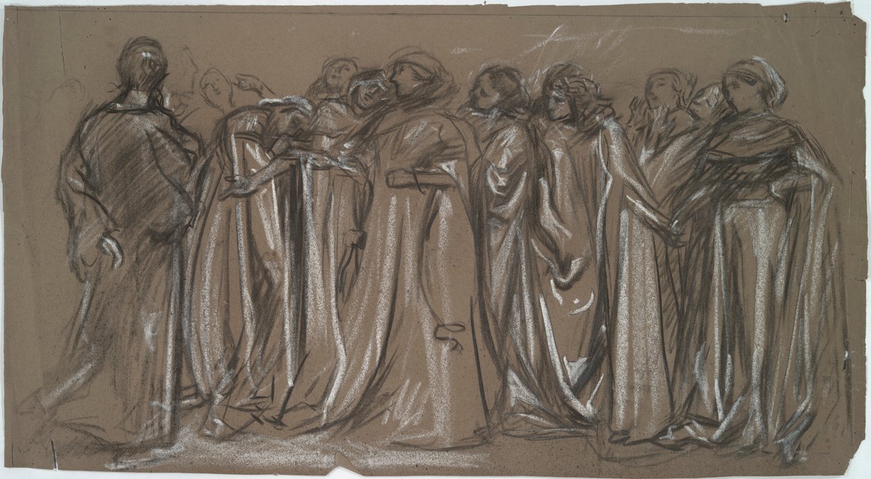Studie for de fangede dydene, figurstudie for av Edwin Austin Abbey