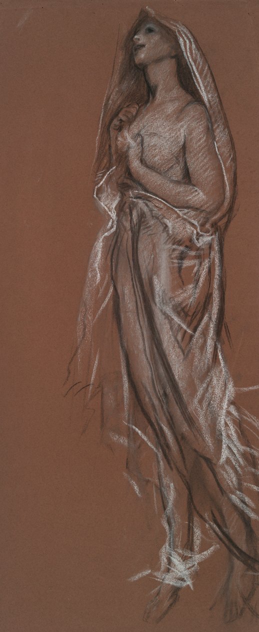 Studer for figuren 4 am(?) in av Edwin Austin Abbey