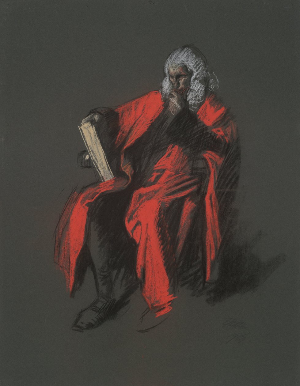 Studie for figuren til sjefsjef Thomas McKean, i av Edwin Austin Abbey