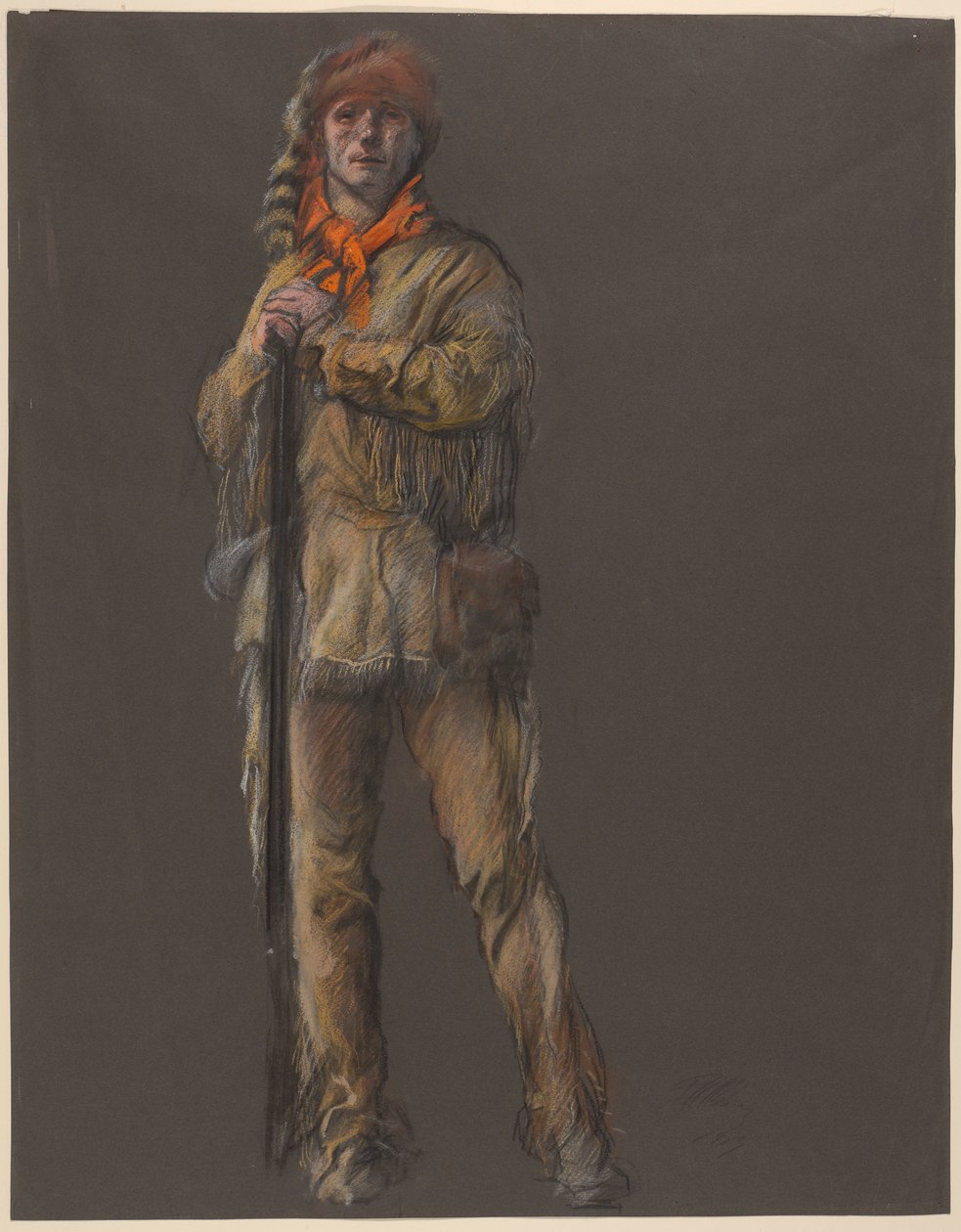 Studie for figuren til Daniel Boone, i av Edwin Austin Abbey