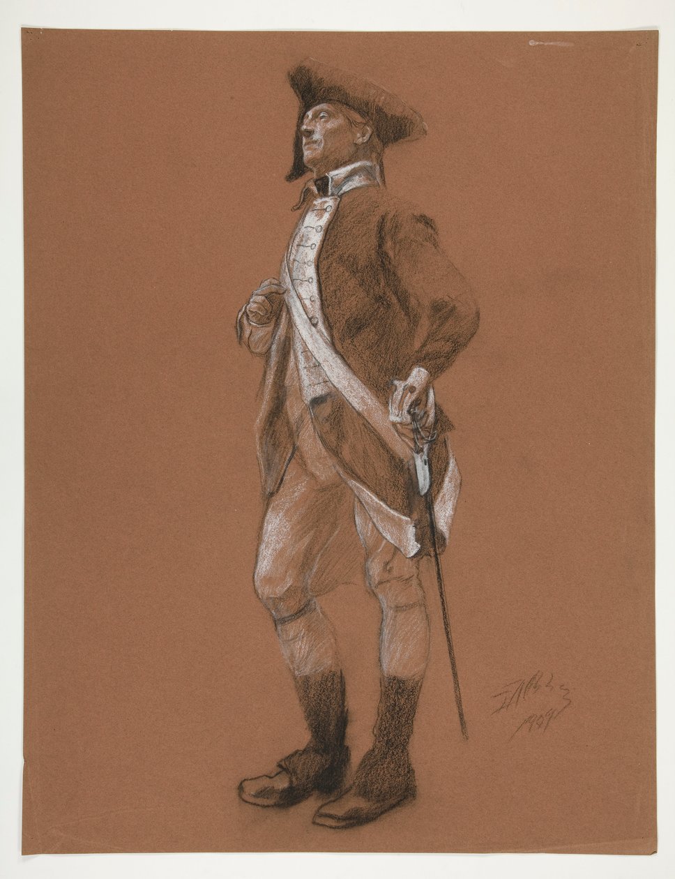 Studie for figuren til general Anthony Wayne, i av Edwin Austin Abbey