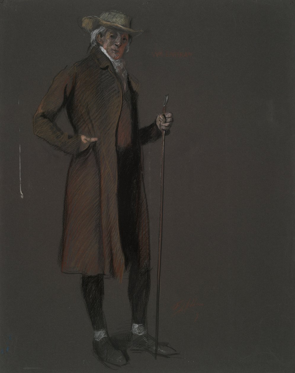 Study for the figure of John Bartram, in    1347872   no       norwegian Successfully Translated  Original: Saint Spyridon, Bishop of Trimythous with scenes from his life, Second Half of the 17th cen. Translat: Saint Spyridon, Bishop of Trimythous with sce av Edwin Austin Abbey