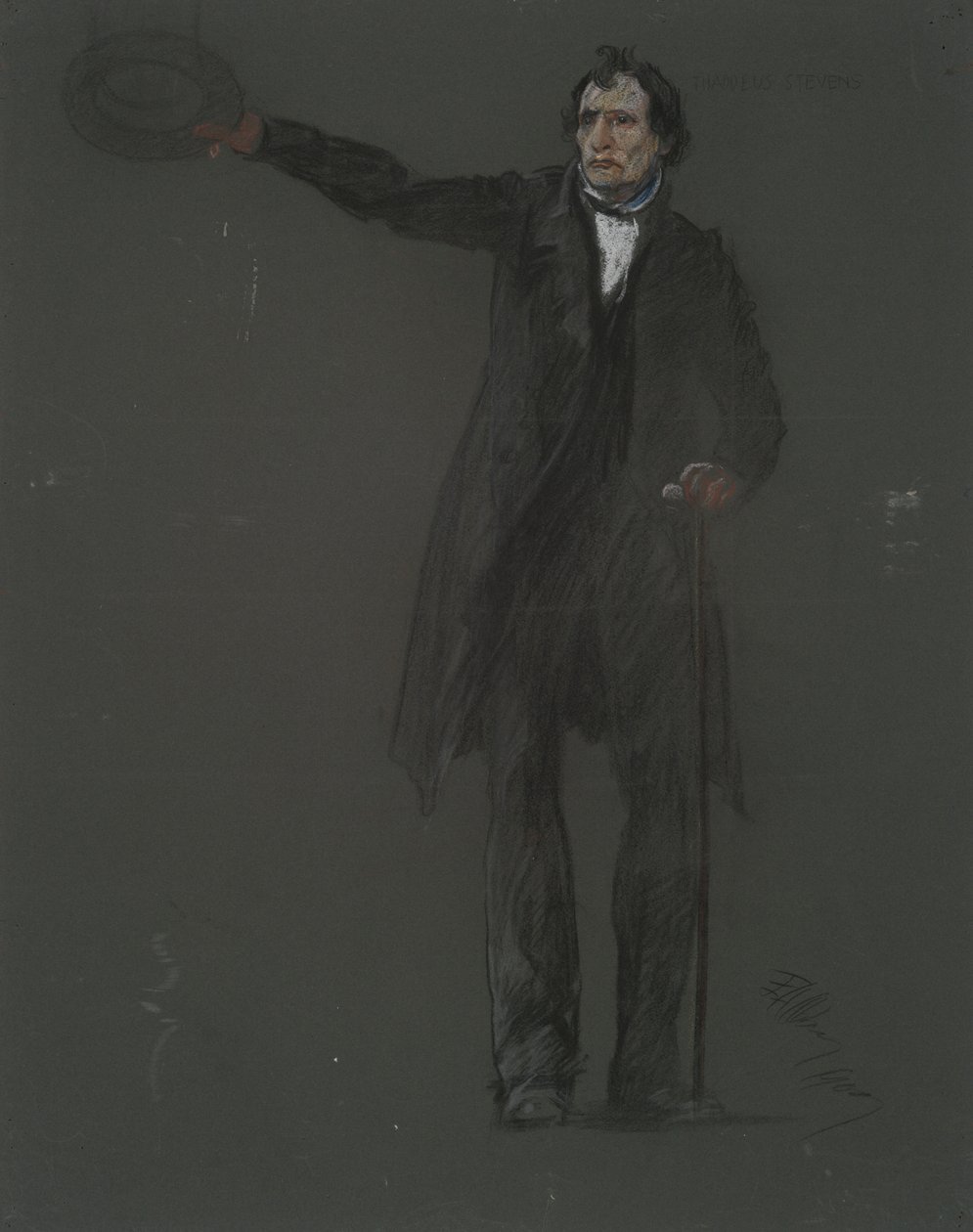 Studie for figuren til Thaddeus Stevens, i av Edwin Austin Abbey
