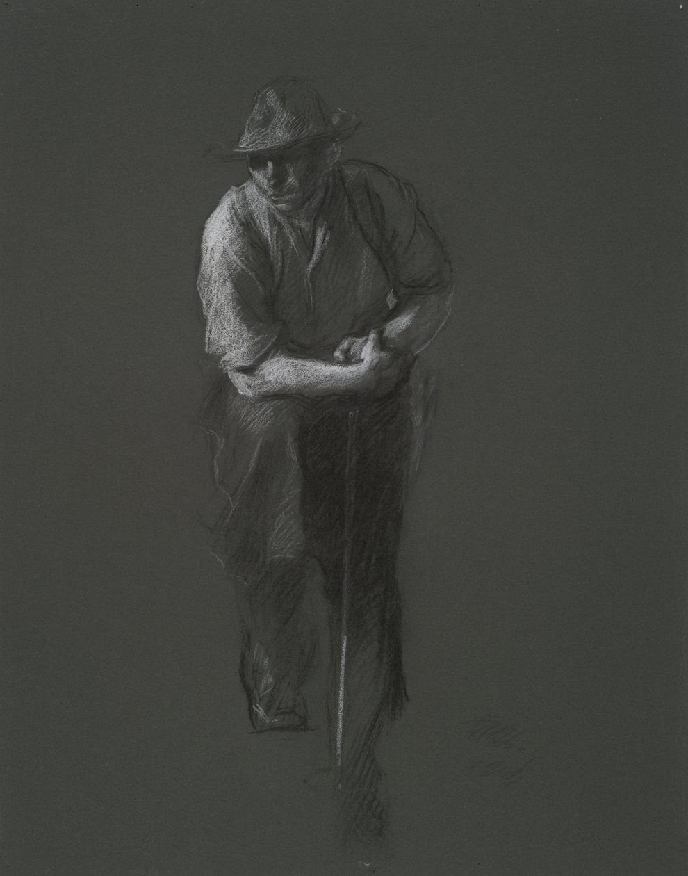 Studie for figuren til en arbeider(?), i av Edwin Austin Abbey