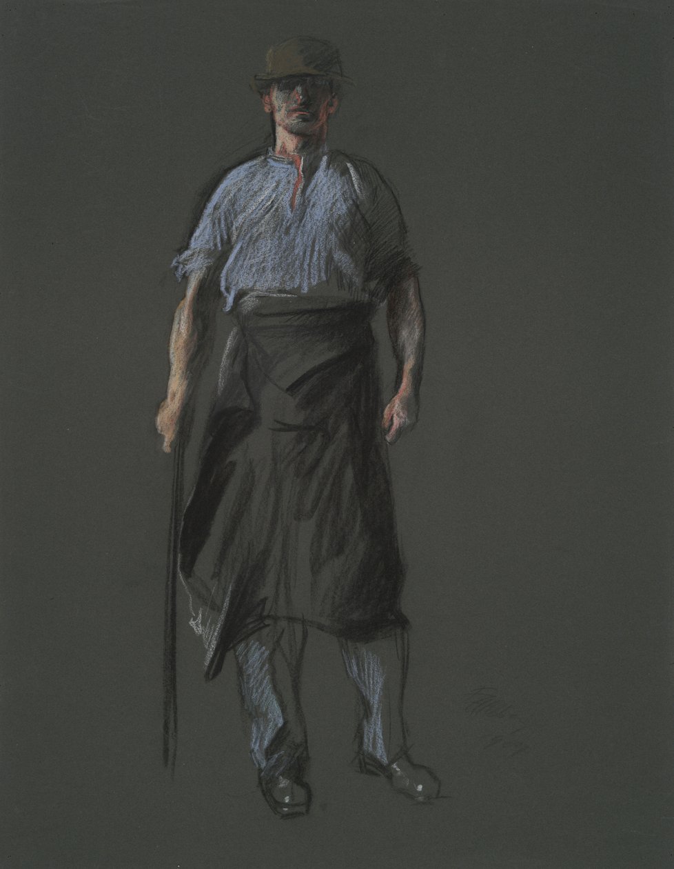 Studie for figuren til en arbeider, i av Edwin Austin Abbey