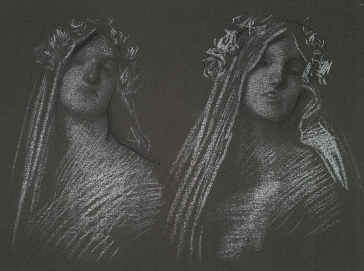 Studie for leder av Blanchefleur for av Edwin Austin Abbey