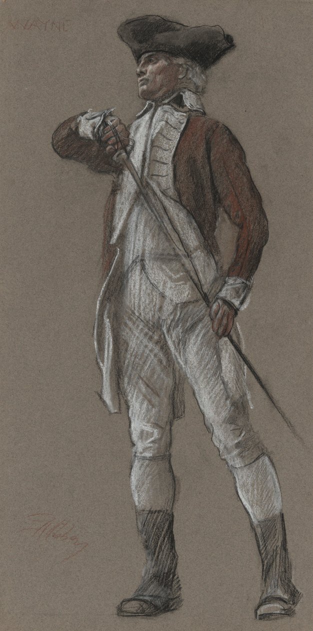 Studie av general Wayne, for veggmaleri ved statshovedbygningen (Apotheosis of Pennsylvania) i Harrisburg, Pennsylvania, 1902-1911 (fullført av John Singer Sargent) av Edwin Austin Abbey