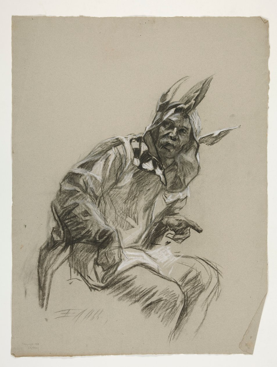 Studie av Jester (ubrukt), for Quest of the Holy Grail (en serie på femten malerier for Boston Public Library, fullført i 1901) av Edwin Austin Abbey