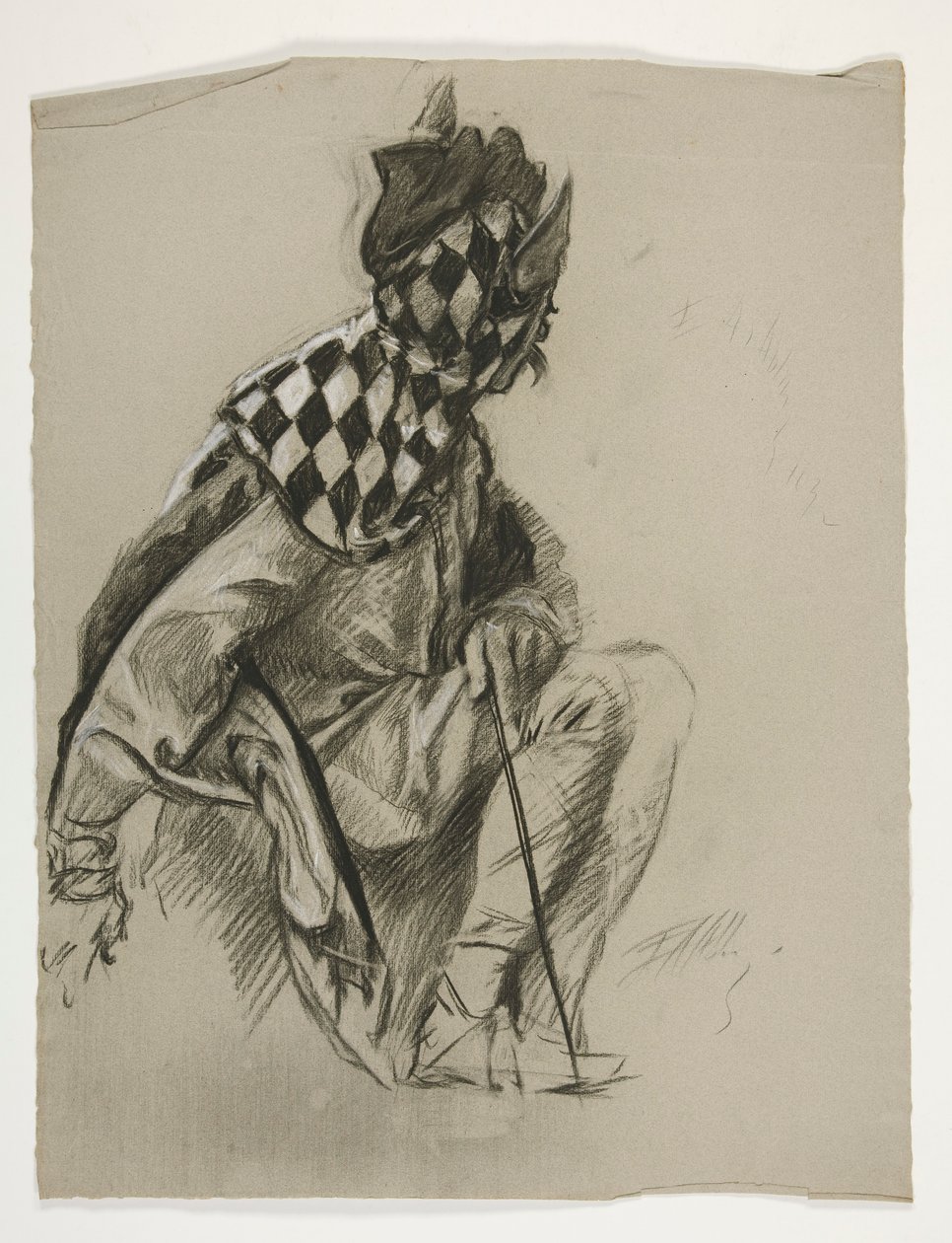 Studie av Jester (ubrukt), for Quest of the Holy Grail (en serie på femten malerier for Boston Public Library, fullført i 1901) av Edwin Austin Abbey