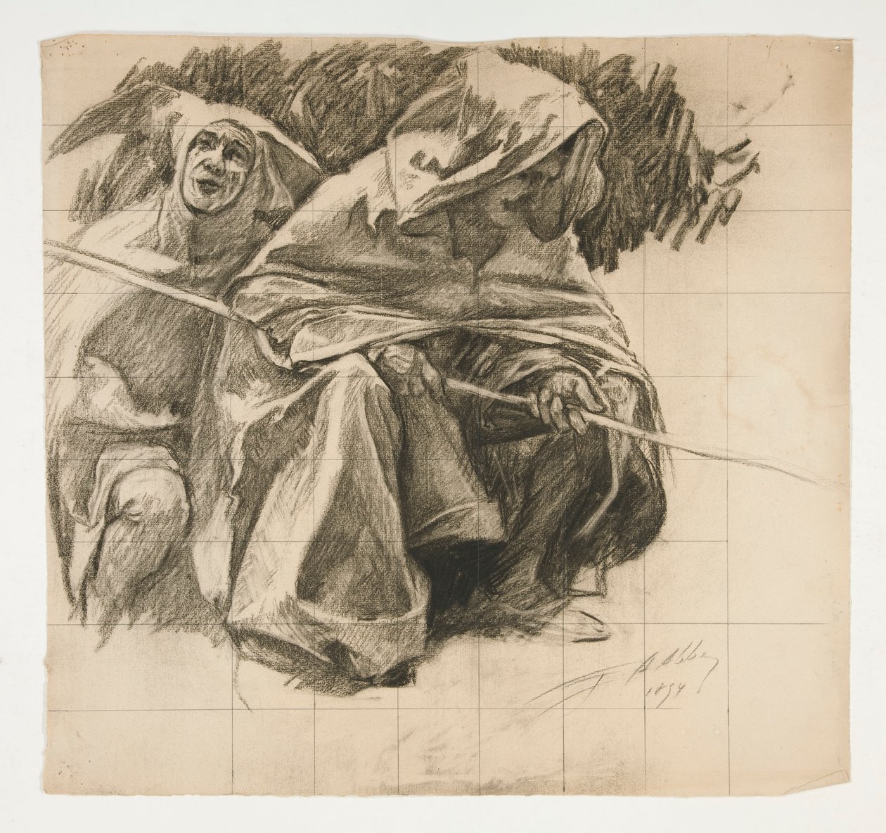 Studie av The Fisher King, fra The Quest of the Holy Grail (en serie på femten malerier for Boston Public Library, fullført i 1901) av Edwin Austin Abbey