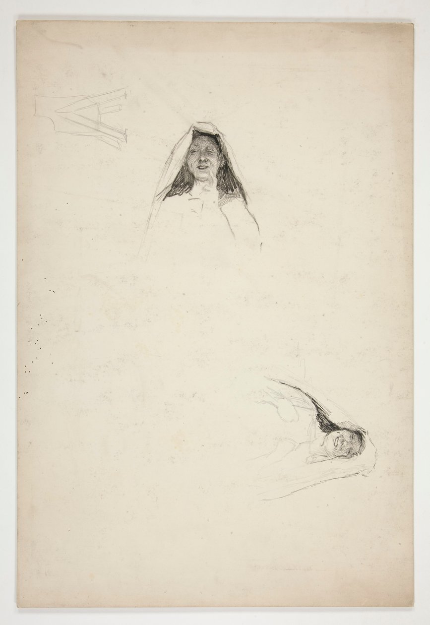 Studie av Two Heads, Jaquenetta, fra Love av Edwin Austin Abbey